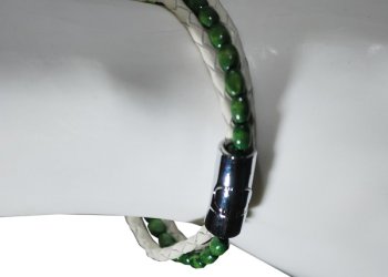 Deritel Deri Bileklik Kahverengi Örgü