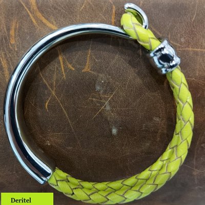 El örgüsü Gerçek Deri Bileklik Deritel Kuğu Yeşil